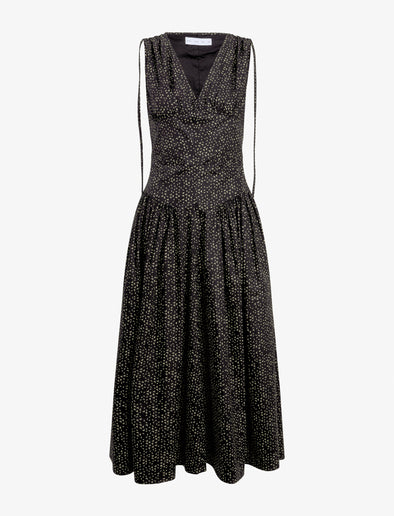 Proenza Schouler Still Life image of Clayton Dress in Printed Poplin in Black/Vanilla