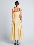 Proenza Schouler Back full length image of model wearing Kendall Dress in Tech Cotton in Light Wheat