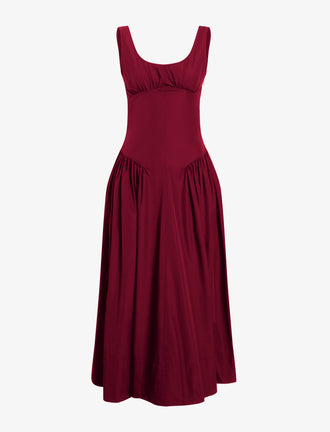 Proenza Schouler Still Life image of Kendall Dress in Tech Cotton in Claret