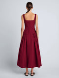 Proenza Schouler Back full length image of model wearing Kendall Dress in Tech Cotton in Claret