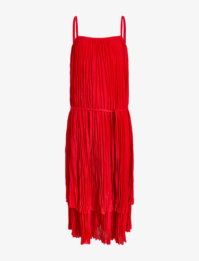 Proenza Schouler Still Life image of Clyne Dress in Pleated Jersey in Dark Poppy
