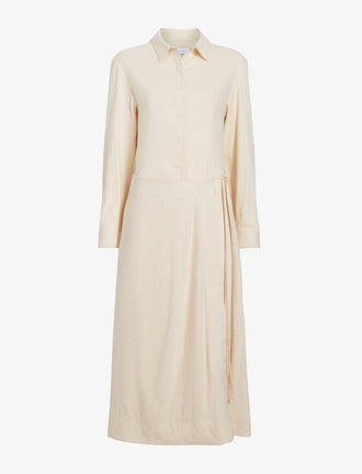 Proenza Schouler Still Life image of Lato Wrap Dress in Linen Slub in Light Wheat