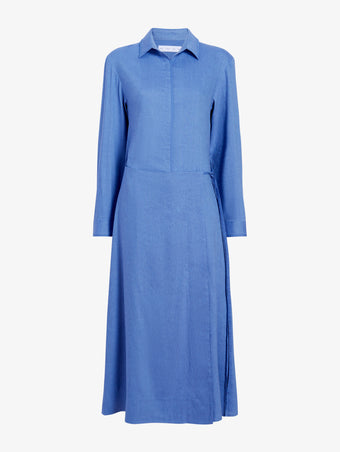 Proenza Schouler Still Life image of Lato Wrap Dress in Linen Slub in Denim