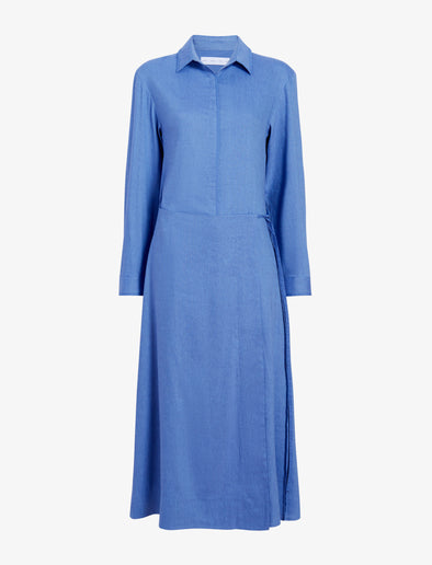 Proenza Schouler Still Life image of Lato Wrap Dress in Linen Slub in Denim