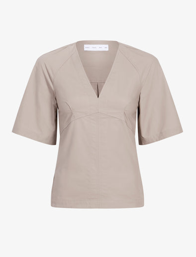 Proenza Schouler Still Life image of Lilian Top in Brushed Poplin in Granite