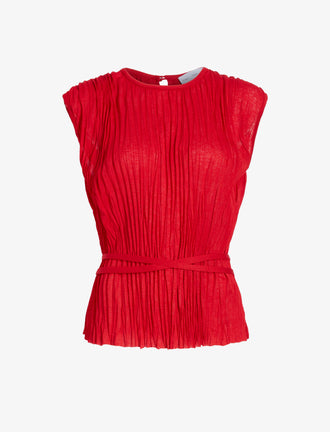 Proenza Schouler Still Life image of Lyra Top in Pleated Jersey in Dark Poppy