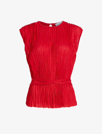 Proenza Schouler Still Life image of Lyra Top in Pleated Jersey in Dark Poppy