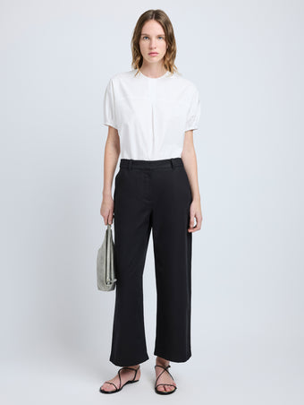 Proenza Schouler Front full length image of model wearing Haleigh Top in Cotton Sateen in White