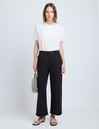 Proenza Schouler Front full length image of model wearing Haleigh Top in Cotton Sateen in White