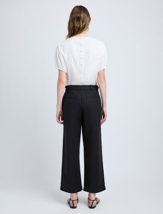Proenza Schouler Back full length image of model wearing Haleigh Top in Cotton Sateen in White