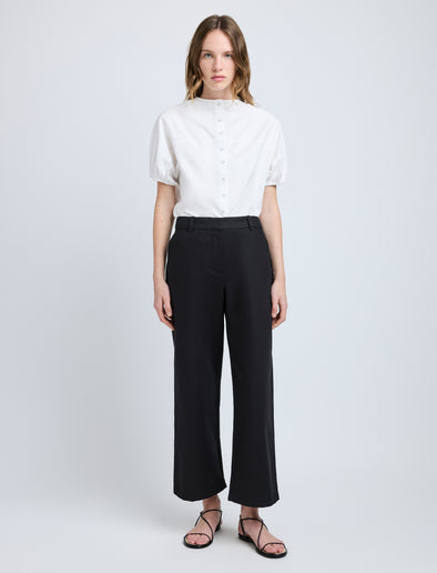 Proenza Schouler Front full length image of model wearing Haleigh Top in Cotton Sateen in White
