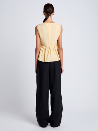 Proenza Schouler Back full length image of model wearing Sullivan Top in Tech Cotton in Light Wheat