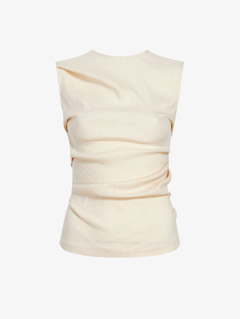 Proenza Schouler Still Life image of Anoushka Top in Linen Slub in Light Wheat