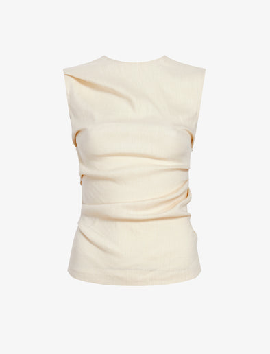 Proenza Schouler Still Life image of Anoushka Top in Linen Slub in Light Wheat