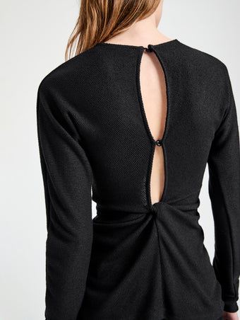 Proenza Schouler Detail image of model wearing Heather Top in Twisted Rib in Black