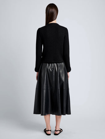 Proenza Schouler Back full length image of model wearing Cece Skirt in Lightweight Nappa in Black