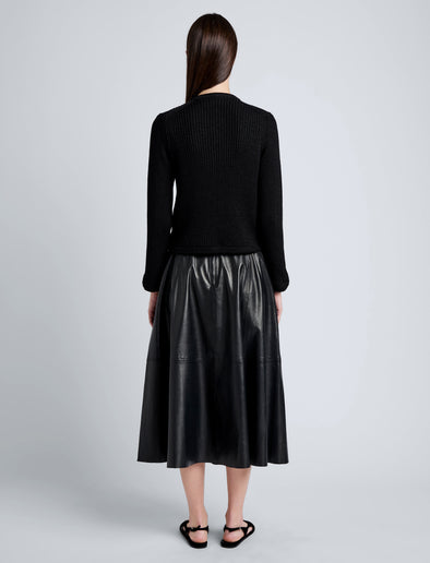 Proenza Schouler Back full length image of model wearing Cece Skirt in Lightweight Nappa in Black