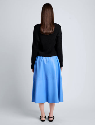Proenza Schouler Back full length image of model wearing Cece Skirt in Lightweight Nappa in Pool