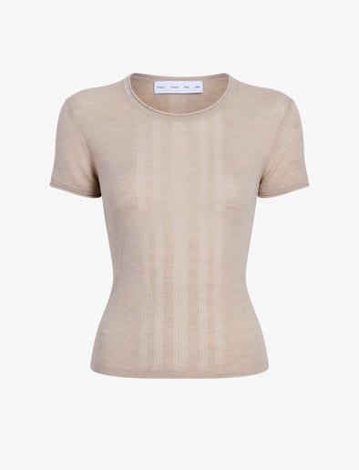 Proenza Schouler Still Life image of Blaine Knit Shirt in Lightweight Merino in Light Rose Melange