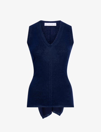 Proenza Schouler Still Life image of Heyde Knit Sweater in Linen Twist in Navy