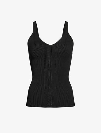 Proenza Schouler Still Life image of Gene Knit Tank Top in Picot Cotton in Black
