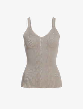 Proenza Schouler Still Life image of Gene Knit Tank Top in Picot Cotton in Granite