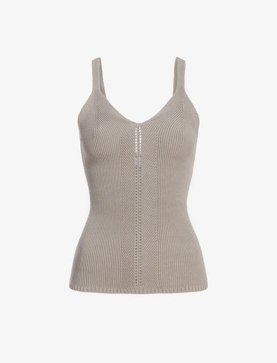 Proenza Schouler Still Life image of Gene Knit Tank Top in Picot Cotton in Granite