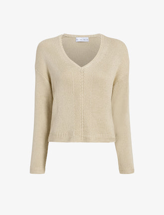 Proenza Schouler Still Life image of Tyler Knit Sweater in Dry Rib in Light Wheat