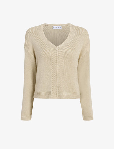 Proenza Schouler Still Life image of Tyler Knit Sweater in Dry Rib in Light Wheat