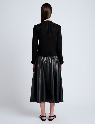 Proenza Schouler Back full length image of model wearing Wilson Knit Jacket in Dry Rib in Black