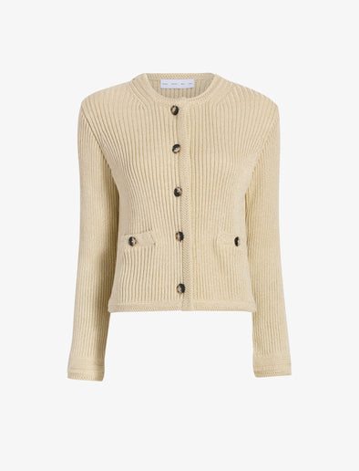 Proenza Schouler Still Life image of Wilson Knit Jacket in Dry Rib in Light Wheat