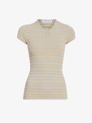 Proenza Schouler flat image of Shelle Sweater in Micro Check in Light Oxford/Camel