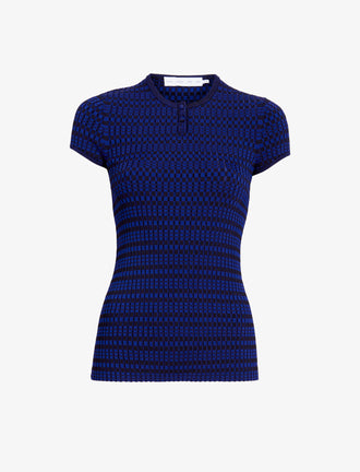 Proenza Schouler flat image of Shelle Sweater in Micro Check in ink/black