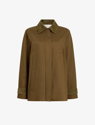 Proenza Schouler Still Life image of Angela Jacket in Fine Herringbone in Wood