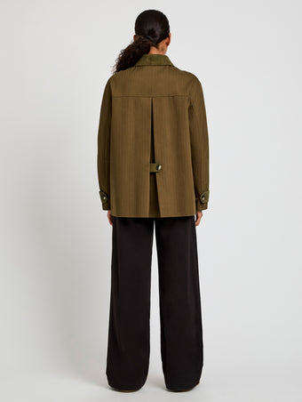 Proenza Schouler Back image of model wearing Angela Jacket in Fine Herringbone in Wood