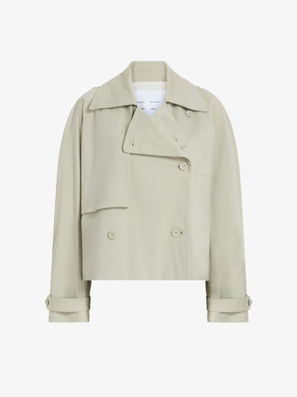 Proenza Schouler Still Life image of Yasmin Cropped Trench in Cotton in Sage