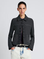 Proenza Schouler Front cropped image of model wearing Osler Jacket in Tweed in Black