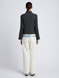 Proenza Schouler Back full length image of model wearing Osler Jacket in Tweed in Black