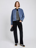 Proenza Schouler Front full length image of model wearing Robin Jacket in Suede in Slate