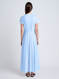 Proenza Schouler Back full length image of model wearing Noelle Dress in Jersey in Light Oxford