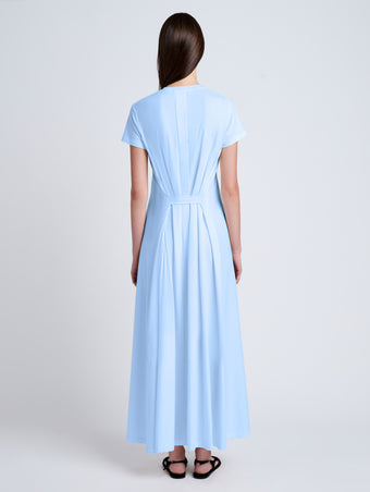 Proenza Schouler Back full length image of model wearing Noelle Dress in Jersey in Light Oxford