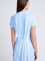 Proenza Schouler Detail image of model wearing Noelle Dress in Jersey in Light Oxford