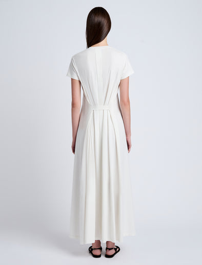 Proenza Schouler Back full length image of model wearing Noelle Dress in Jersey in Off White