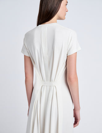 Proenza Schouler Detail image of model wearing Noelle Dress in Jersey in Off White