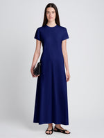 Proenza Schouler front image of model wearing Noelle Dress in Jersey in dark ink