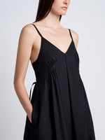 Proenza Schouler Detail image of model wearing Barker Dress in Stretch Poplin in Black
