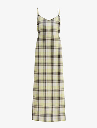Still life image of Evelyn Dress in Plaid Gauze in straw multi 