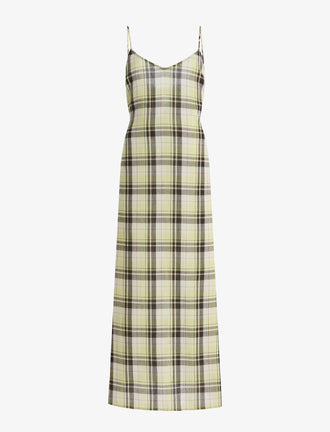 Still life image of Evelyn Dress in Plaid Gauze in straw multi 