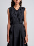 Proenza Schouler Detail image of model wearing Kailey Dress in Stretch Poplin in Black