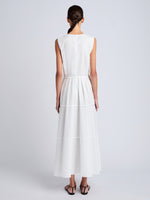 Proenza Schouler Back full length image of model wearing Kailey Dress in Stretch Poplin in White